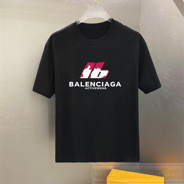 BALENCIAGA コピー Tシャツ スポーティーロゴデザイン アクティブウェア風 クラシック ブラック バレンシアガ