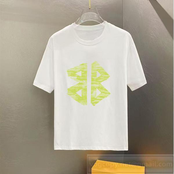 バレンシアガ 偽物 Tシャツ ダブルBBロゴ スクラッチ風グラフィック トップス カジュアル BALENCIAGA
