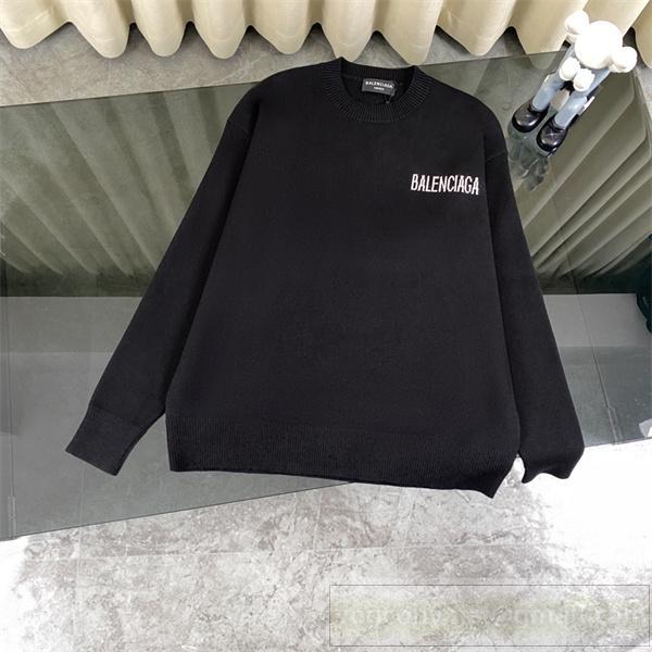 BALENCIAGA 偽物 セーター ロゴ刺繍 クラシッククルーネック ウール混ニット 23SS重厚感 トップス バレンシアガ