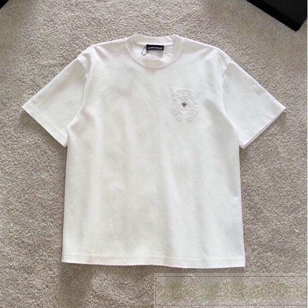 CHROME HEARTS 偽物 Tシャツ 総柄クロス シルバーフレアボタン装飾 高級コットン半袖 クロムハーツ
