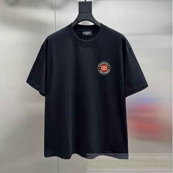 BALENCIAGA スーパーコピー Tシャツ ワッペンロゴ クルーネック シンプル カジュアルデザイン バレンシアガ