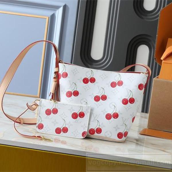 ルイヴィトン スーパーコピー ショルダーバッグ チェリープリントキャンバス  ポーチ付き バケット LOUIS VUITTON
