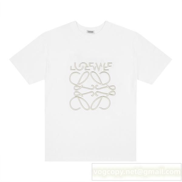 ロエベ 偽物 Tシャツ ロゴ刺繍 クラシックモノグラムデザイン カジュアル 半袖T 白黒2色展開 LOEWE
