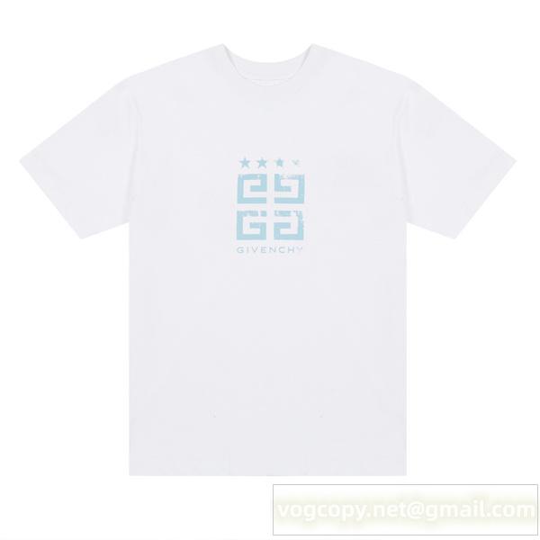 GIVENCHY スーパーコピー Tシャツ スター×4Gロゴプリント 高級コットン クラシックモノクロ ジバンシィ