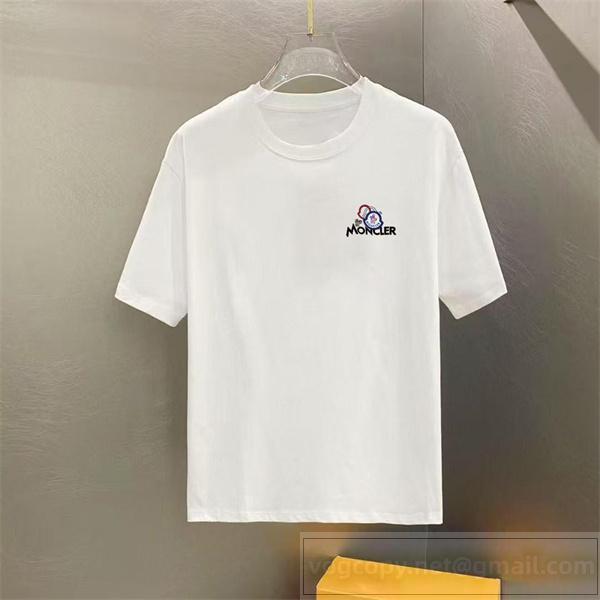 モンクレール コピー Tシャツ ロゴ＆グラフィック刺繍 コットンユニセックスTシャツ モード系 MONCLER