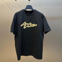 高級感溢れる LOUIS VUITTON コピー Tシャツ 上品＆立体刺繍ロゴ ブラック ルイヴィトン