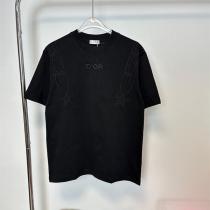 ディオール 偽物 Tシャツ 立体刺繍ロゴ×ショルダーデザイン モード感漂うブラックスタイル DIOR