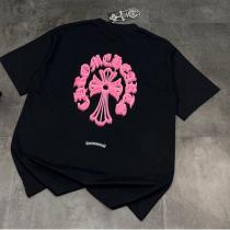 クロムハーツ 偽物 Tシャツ フロントピンククロスロゴ シンプル×個性映えるデザイン CHROME HEARTS