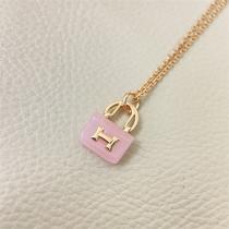エルメス コピー ネックレス ピンクバッグチャーム Hロゴペンダント エレガントチェーン HERMES