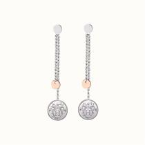 エルメス コピー ピアス アンティーク風コインチャーム付きロングチェーンデザイン イヤリング HERMES