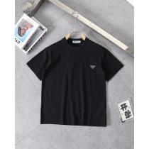  PRADA コピー トライアングルロゴプレート付き シンプルコットン Tシャツ 高級 プラダ