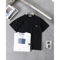  PRADA コピー トライアングルロゴプレート付き シンプルコットン Tシャツ 高級 プラダ