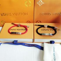 LOUIS VUITTON コピー シルバー メタル プレート＆ナイロン コード デザイン ブレスレット ルイヴィトン