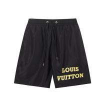 ルイヴィトン 偽物 イエロー ロゴプリント ナイロン シンプル スポーティー ハーフパンツ LOUIS VUITTON