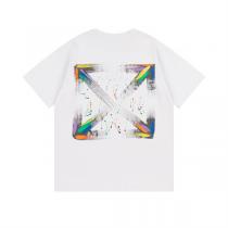 オフホワイト コピー Tシャツ スプラッシュペイント×レインボーロゴ アローズデザイン Off-White