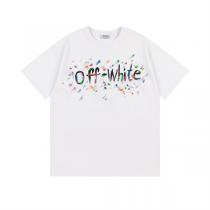 Off-White 偽物 Tシャツ ペイントスプラッシュ ロゴ＆アローバックプリント モダンアート オフホワイト