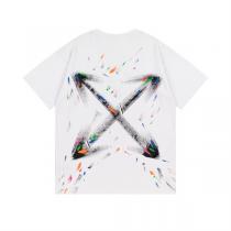 Off-White 偽物 Tシャツ ペイントスプラッシュ ロゴ＆アローバックプリント モダンアート オフホワイト
