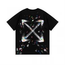 Off-White 偽物 Tシャツ ペイントスプラッシュ ロゴ＆アローバックプリント モダンアート オフホワイト