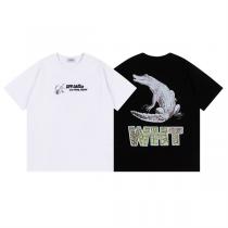 オフホワイト コピー Tシャツ クロコダイルグラフィック×WHTロゴ バックプリントデザイン Off-White