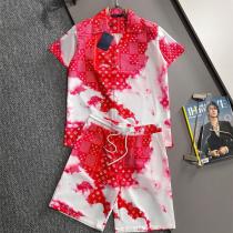 LOUIS VUITTON 偽物 グラデーションパッチワーク 半袖シャツ＆ショートパンツ 上下セット ルイヴィトン