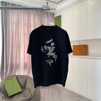 ルイヴィトン 偽物 手書き風 グラフィックプリント Tシャツ パープル カジュアルアート LOUIS VUITTON