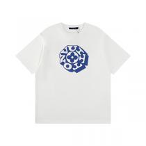 ルイヴィトン コピー 幾何学ロゴ×フラワーモチーフ クルーネック Tシャツ ミニマル LOUIS VUITTON
