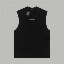 バレンシアガ コピー タンクトップ シンプルロゴ ワイドショルダーデザイン ブラック BALENCIAGA