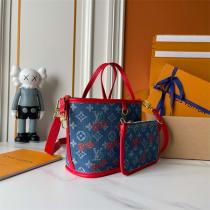 ルイヴィトン コピー トートバッグ モノグラムデニム チェリーパターン レッドトリム LOUIS VUITTON