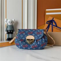 ルイヴィトン コピー ショルダーバッグ デニム チェリー柄 ロックイットフラップ LOUIS VUITTON