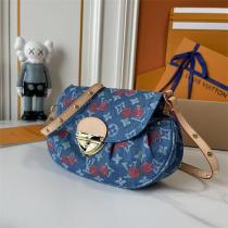 ルイヴィトン コピー ショルダーバッグ デニム チェリー柄 ロックイットフラップ LOUIS VUITTON