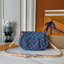ルイヴィトン コピー ショルダーバッグ デニム チェリー柄 ロックイットフラップ LOUIS VUITTON