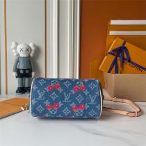  LOUIS VUITTON コピー ショルダーバッグ デニム チェリープリント ボウ付きスピーディ ルイヴィトン
