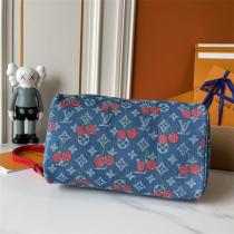 ルイヴィトン 偽物 ショルダーバッグ デニム チェリーモチーフ レッドハンドル ボストン LOUIS VUITTON