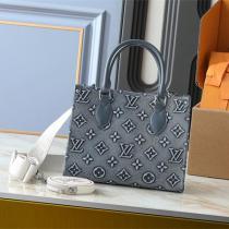  ルイヴィトン コピー トートバッグ モノグラムデニム 3Dエンボス オンザゴーPM グレー LOUIS VUITTON