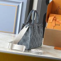  ルイヴィトン コピー トートバッグ モノグラムデニム 3Dエンボス オンザゴーPM グレー LOUIS VUITTON