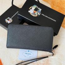 PRADA コピー 財布 サフィアーノレザー ジップアラウンド ロングウォレット ブラック プラダ