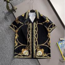 ヴェルサーチェ 偽物 バロックプリント ゴールドチェーン柄シャツ＆ショーツ上下セット VERSACE
