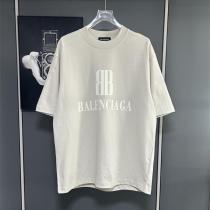 BALENCIAGA コピー Tシャツ BBロゴ刺繍入り クルーネック 半袖トップス シンプル 2色展開 バレンシアガ