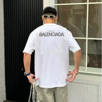 希少 BALENCIAGA コピー Tシャツ ロープロゴ刺繍 バックプリント半袖 2色展開 快適 バレンシアガ