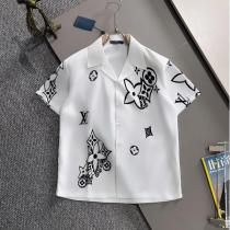 ルイヴィトン コピー 半袖シャツ モノグラム柄総プリント オープンカラー カジュアル 夏新作 LOUIS VUITTON