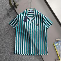 期間限定 PRADA 偽物 シャツ ストライプ柄開襟半袖シャツ モード感溢れる爽快 心地抜群 プラダ