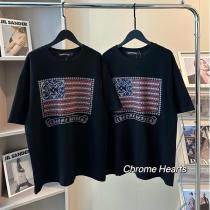 CHROME HEARTS コピー Tシャツ 星条旗モチーフ クロスロゴ装飾 ヴィンテージテイスト クロムハーツ