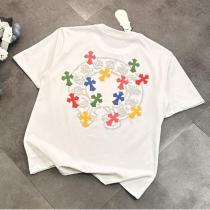 CHROME HEARTS スーパーコピー Tシャツ マルチカラークロスバックアート スタッズ装飾 クロムハーツ