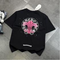  CHROME HEARTS 偽物 Tシャツ ピンククロスサークル スプラッターペイント クールグラフィック クロムハーツ