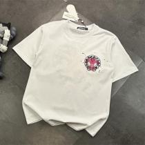 CHROME HEARTS 偽物 Tシャツ ピンククロスサークル スプラッターペイント クールグラフィック クロムハーツ