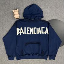  バレンシアガ 偽物 パーカー ツートーンロゴデザイン 両面プリント ネイビーフーディー 個性派ストリート BALENCIAGA