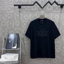 ルイヴィトン スーパーコピー Tシャツ クラウンロゴ刺繍 ブルー ヴィンテージスタイル LOUIS VUITTON
