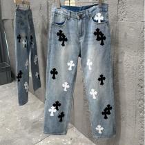 CHROME HEARTS スーパーコピー ジーンズ クロスパッチ装飾 ヴィンテージウォッシュデニム クロムハーツ