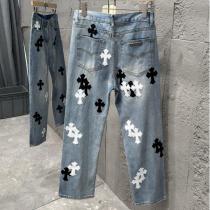 CHROME HEARTS スーパーコピー ジーンズ クロスパッチ装飾 ヴィンテージウォッシュデニム クロムハーツ