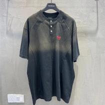 BALENCIAGA 偽物 Ｔシャツ フェードグレー ポロボタン 半袖カジュアルトップス メンズ バレンシアガ